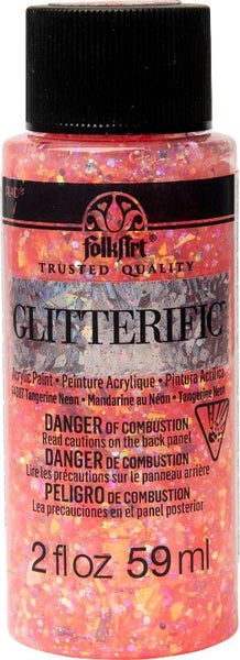 Folk Art Glitterific Acrylic Paint 20z/59ml NEON TANGERINE 44387E Carousel 1