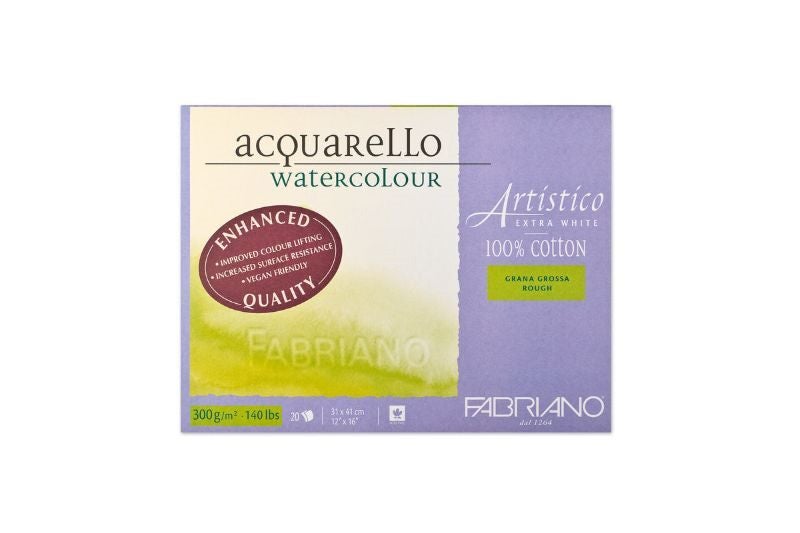 Fabriano Artistico Watercolour Enhanced Block 300gsm Rough Extra White 20 Sheets Carousel 1