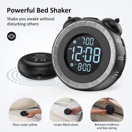 Dual Loud Bed Shaker Alarm Clock Carousel 1