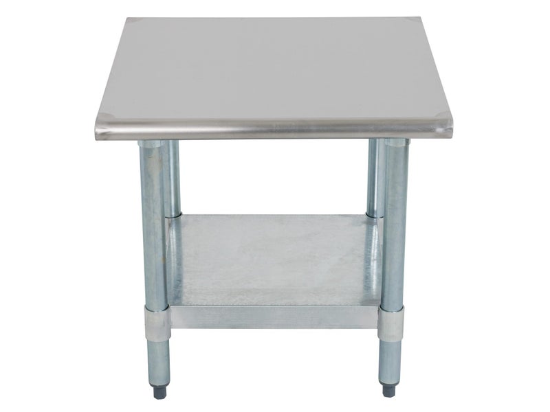 0.6m Half Height Square Stainless Steel Worktop Bench with Lower Shelf Carousel 2