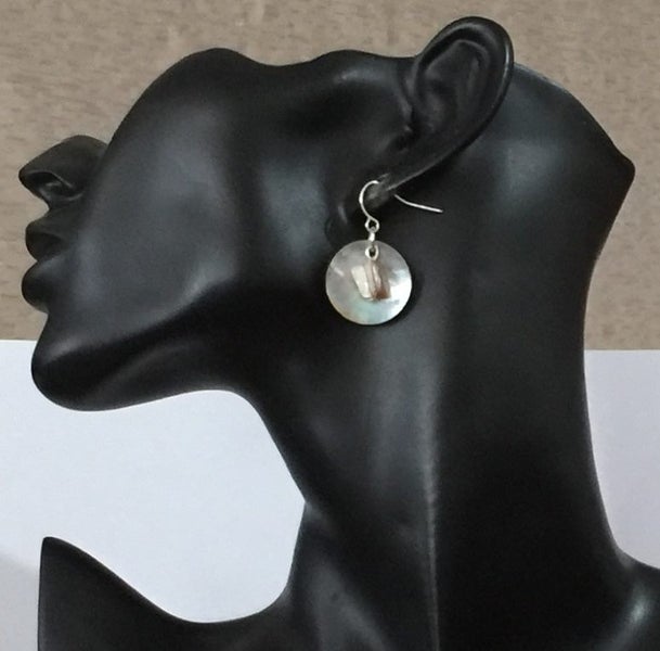 Silver Tone Mother of Pearl/ Abalone Dangle Earrings Carousel 5