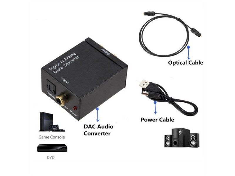 Digital to Analog Audio Converter Optical Coax Coaxial Toslink to RCA Adapter Carousel 2