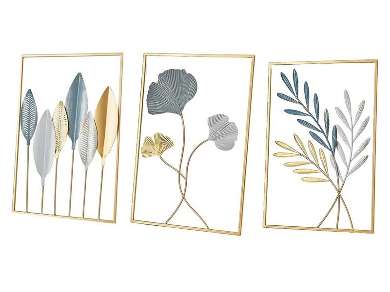 3 X Metal Wall Decor Leaf Wall Hanging Decoration Wall Art Home Decor Wall Ledge Carousel 1