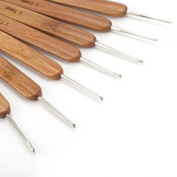 20Pcs Crochet Hooks Needles Bamboo Handle Weaving Sewing Tools NEW Carousel 11