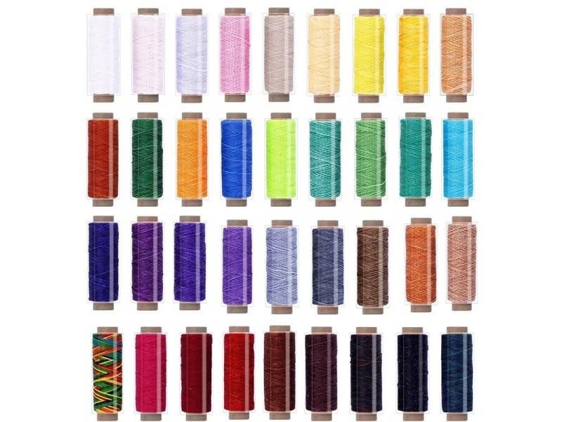 KAOBUY 36 Colors 50m Waxed Thread Leather Sewing Thread Hand Stitching Thread Carousel 1