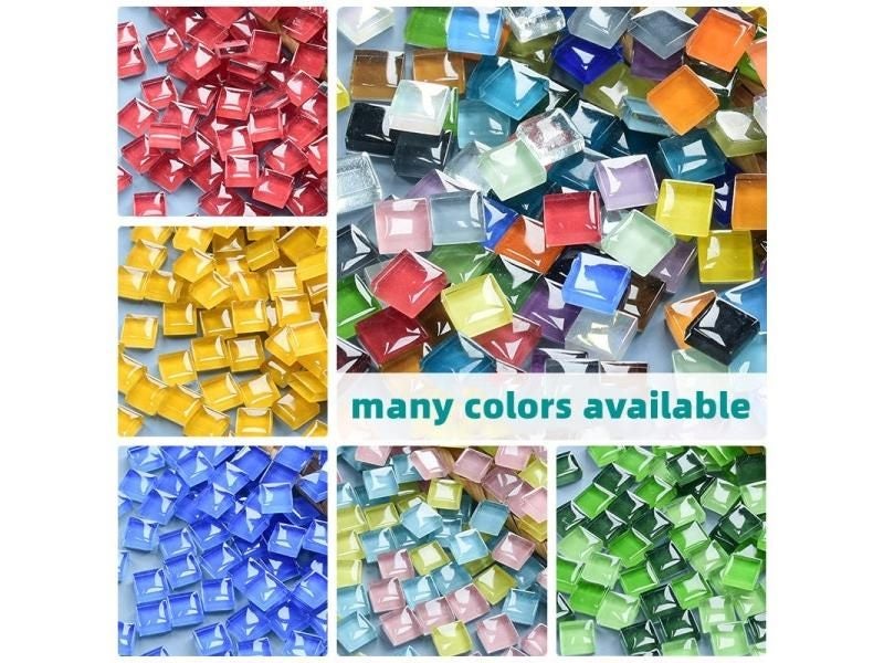 50PCS Square Crystal Glass Colorful Mosaic Stones DIY Handmade Children's Carousel 2