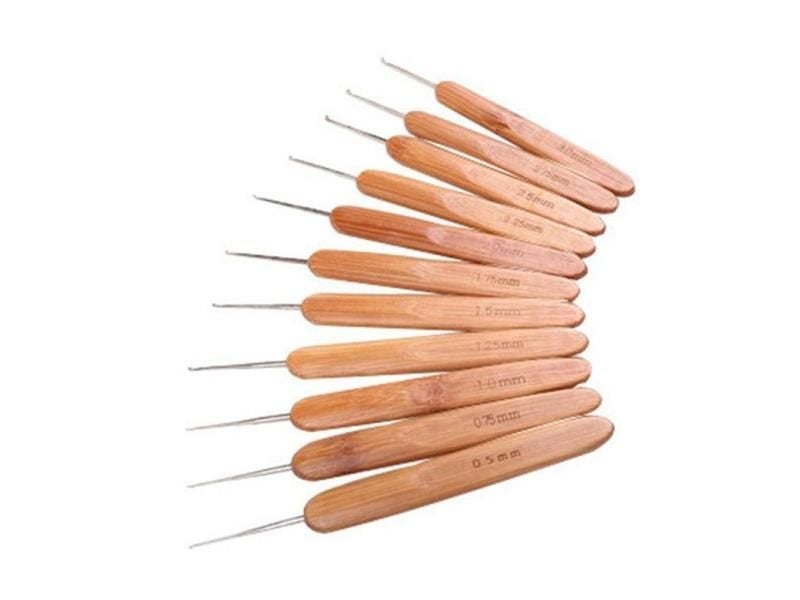 10Pcs Pack Bamboo Handle Alumina Crochet Hooks Sewing Needles Set Carousel 1