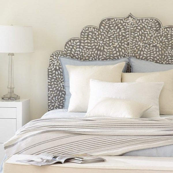 Bone Inlay Moghul Bedhead in Queen/Grey Carousel 2