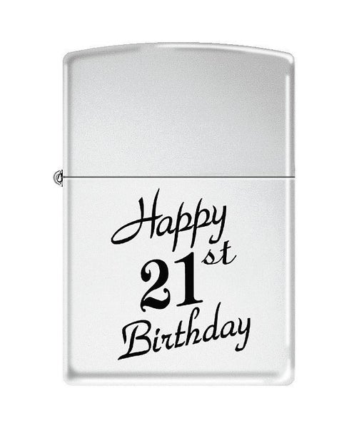 Zippo Lighter - Happy 21st High Polished Chrome Carousel 1