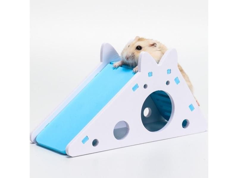 Hamster Hideout Cute Hamster Exercise Toy Wooden Hamster House With Ladder Carousel 2
