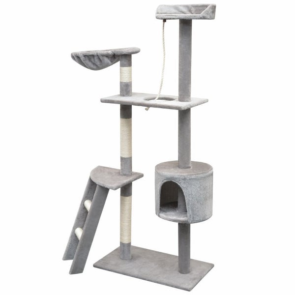 vidaXL Cat Tree with Sisal Scratching Posts 150 cm Grey Carousel 2