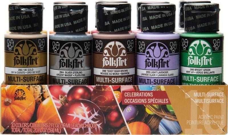 Folk Art Multi-surface Acylic Paint 2oz/59ml Celebrations - Set Of 10 Carousel 1
