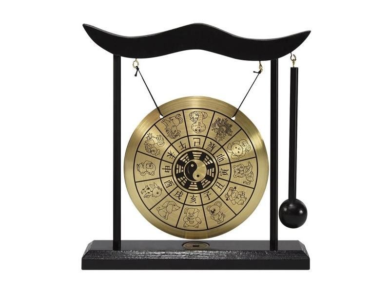Mini Desktop Gong Table Wind Chime Percussion Instrument Cymbals Gongs With Carousel 1