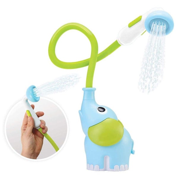 Baby Bath Shower Head Elephant Water Pump with Trunk Spout Rinser -Blue Carousel 1