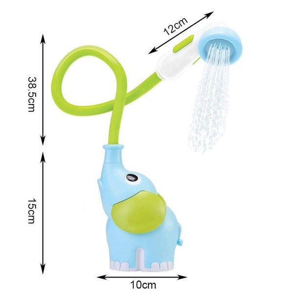 Baby Bath Shower Head Elephant Water Pump with Trunk Spout Rinser -Blue Carousel 2