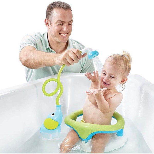 Baby Bath Shower Head Elephant Water Pump with Trunk Spout Rinser -Blue Carousel 6