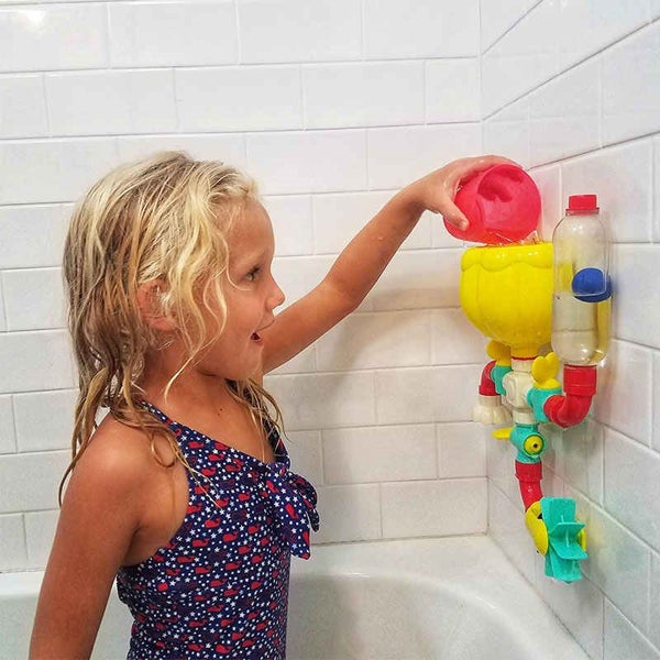 Toddler Bath Toys Rotating Water Spray Pipe Building Blocks Carousel 6