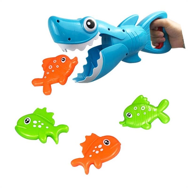Kids Bath Toys Shark Grabber with Teeth Biting Action Include 4 Fish Carousel 1