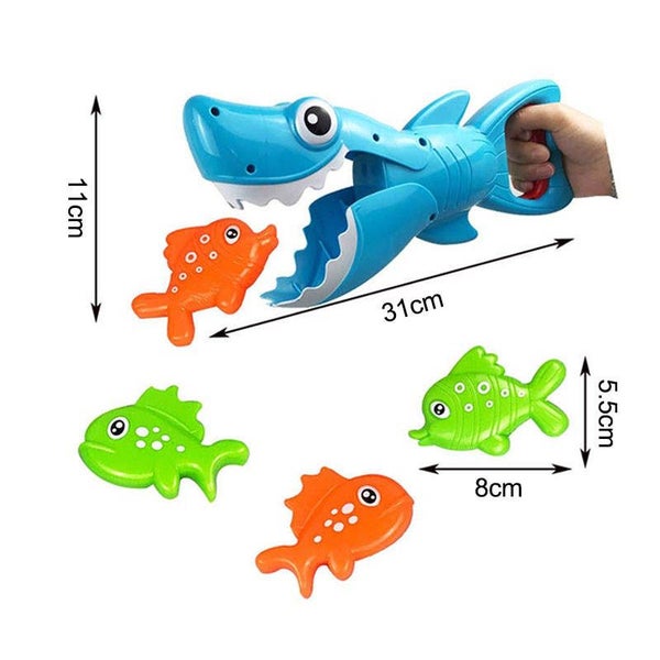 Kids Bath Toys Shark Grabber with Teeth Biting Action Include 4 Fish Carousel 2