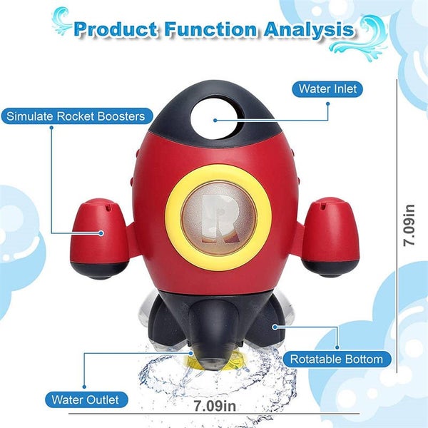 Bath Toys Space Rocket Spray Water with Rotatable Fountain Carousel 2