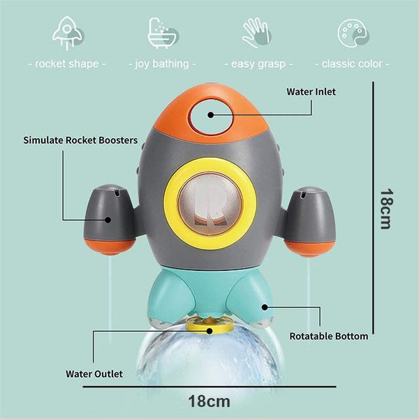 Bath Toys Space Rocket Spray Water with Rotatable Fountain Carousel 2