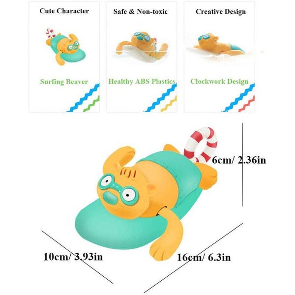 Baby Bath Toy Cute Wind Up Surfing Beaver Carousel 2