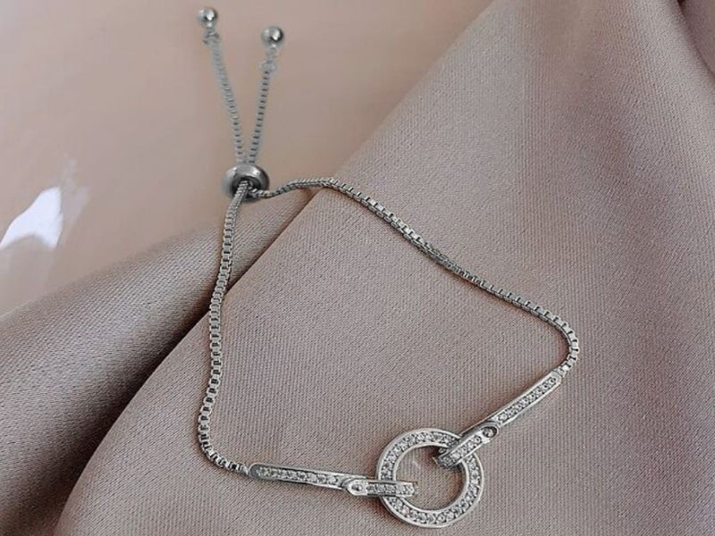 Adjustment Bracelet Round CZ White Gold Plated Bracelet Carousel 1