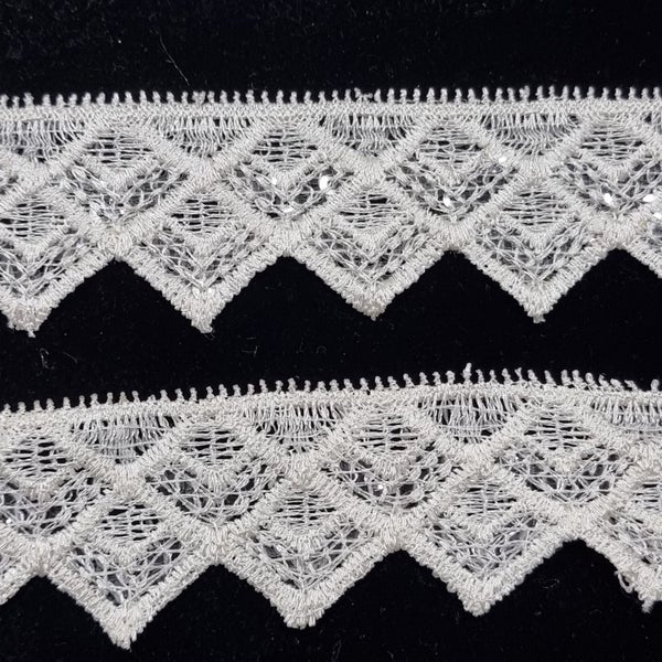 Off White Sequin Lace Trim Carousel 3