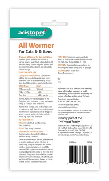 ARISTOPET ALL WORMER FOR CAT KITTEN 4PC Carousel 2