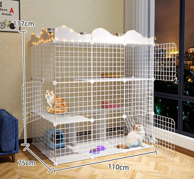 DIY Cage Large 3 Level with Top Storage White Carousel 1