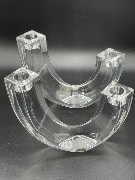 Pair Of German Nachtmann Lead Crystal Two Arm Candle Holders Carousel 1