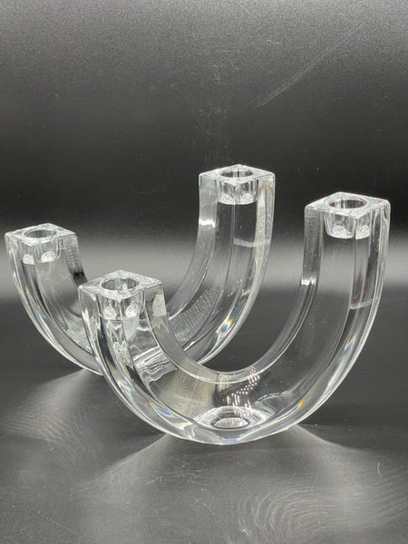 Pair Of German Nachtmann Lead Crystal Two Arm Candle Holders Carousel 2