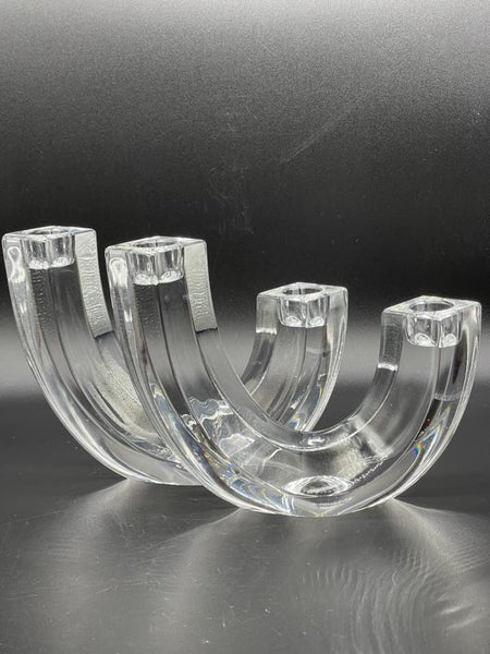 Pair Of German Nachtmann Lead Crystal Two Arm Candle Holders Carousel 8