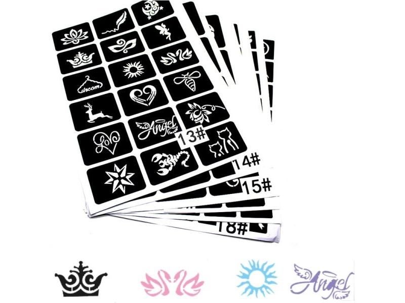 136pcs Lot Cartoon Bear Bow Spider Scorpion Tattoo Stencil For Woman Man Mixed Carousel 2