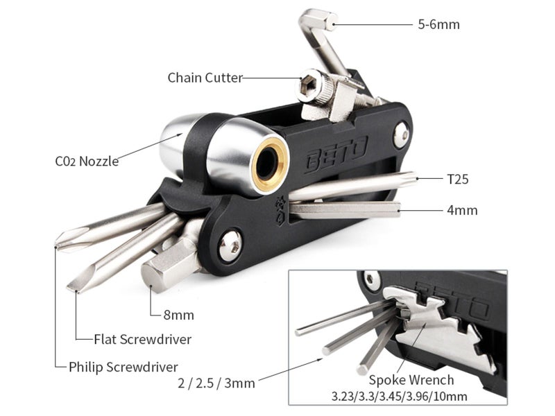 BETO Co2 Inflator + Multi Tools - 18 In 1 Carousel 2