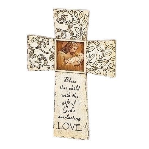 Joseph's Studio Baptism/Christening Wall Cross - Jesus Loves Me Carousel 1
