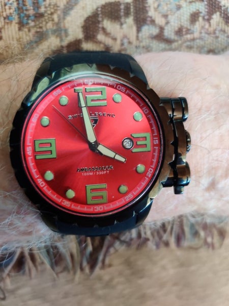 Swiss Legend Men's Swiss Quartz 100M Ambassador Red Dial, Silicone Strap Watch Carousel 5