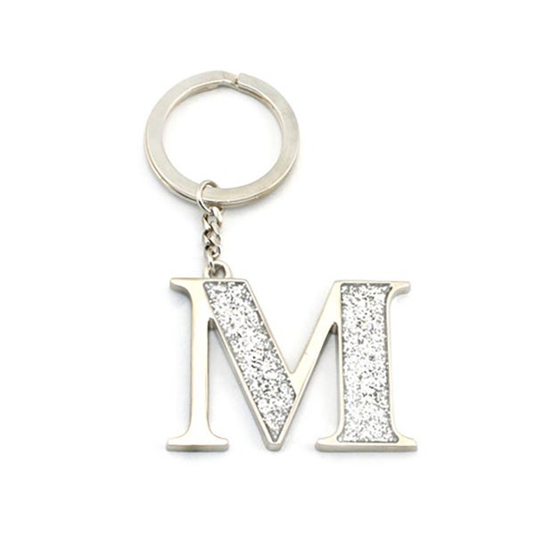 Whitehill Keyrings - Silver Glitter Keyring "M" Carousel 1