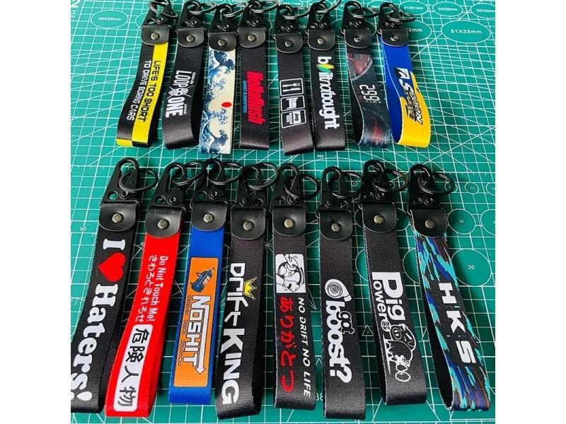1Pcs JDM Style Key Ring Lanyard Tow Sides Thermoprint Keychain Accessories Carousel 2