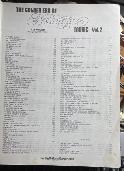 The Golden Era of Nostalgic Music Vol 2 All-Organ Words Chords Music 112 Songs Carousel 2