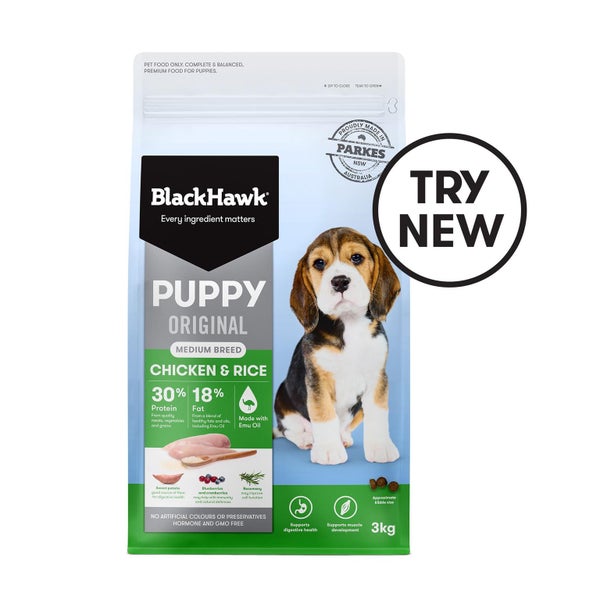BLACKHAWK PUPPY DOG FOOD MEDIUM BREED CHICKEN & RICE 3KG Carousel 1