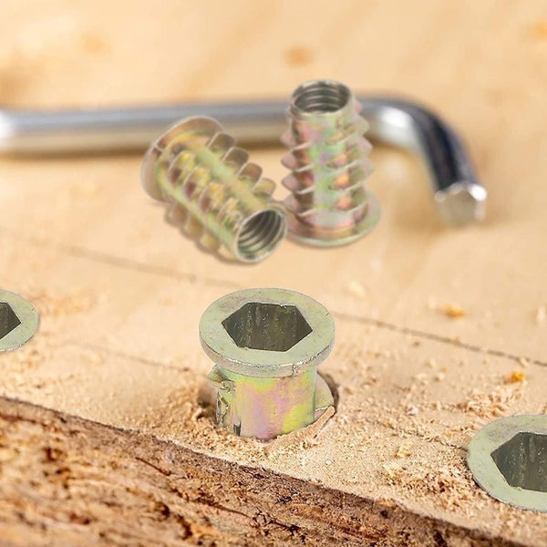 125pcs Threaded Insert Nuts Hex Socket Screw-in Nuts Zinc Alloy Hex Carousel 4