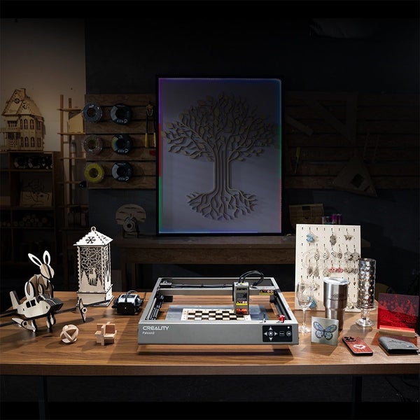 Creality CR Falcon-2 Laser Engraver and Cutter 22W with Air Assist & Honeycomb Carousel 2