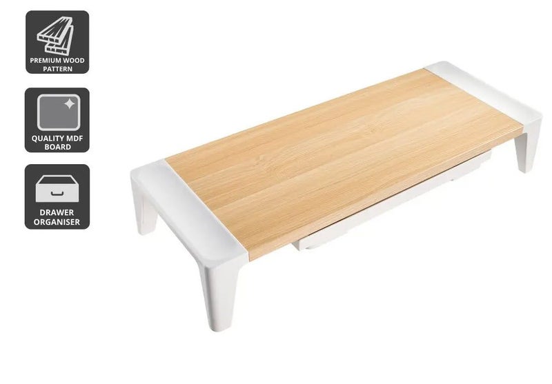 Kogan Wood Top Monitor & Laptop Stand With Drawer Carousel 1