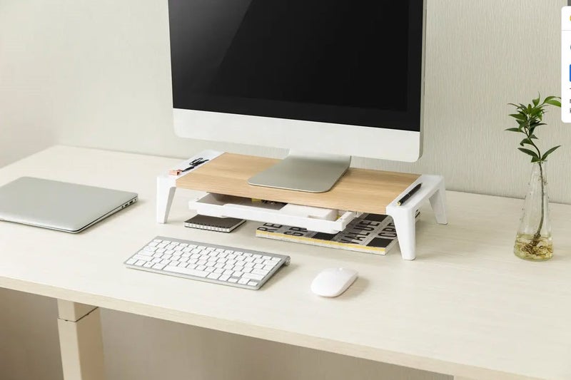Kogan Wood Top Monitor & Laptop Stand With Drawer Carousel 2