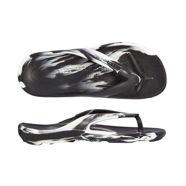 Aussie Soles Starfish 2.0 Medium Arch Thongs - Black & White Carousel 1