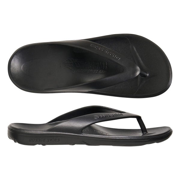 Aussie Soles Starfish 3.3 High Arch Thongs - Black Carousel 1