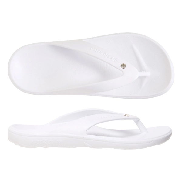 Aussie Soles Starfish 3.3 High Arch Thongs - White with Diamante Carousel 1