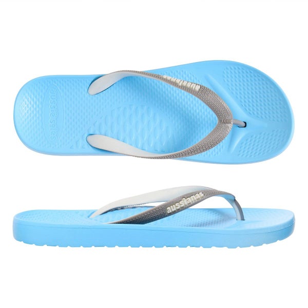Aussianas Classic Arch Support Thongs - Sky Blue Carousel 1