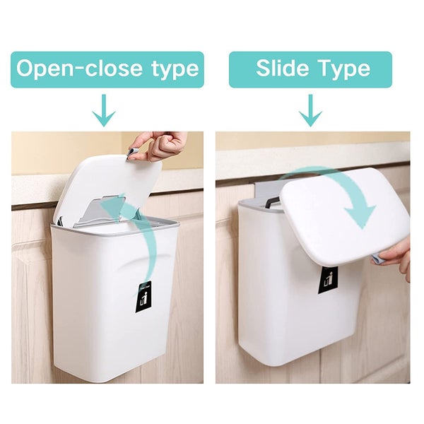 Kitchen Cabinet Door Hanging Trash Can with Lid-White Carousel 8
